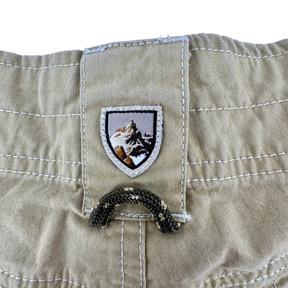 Kuhl Mens Khaki Tan Vintage Patina Cargo Shorts Cotton Nylon Blend Size 34